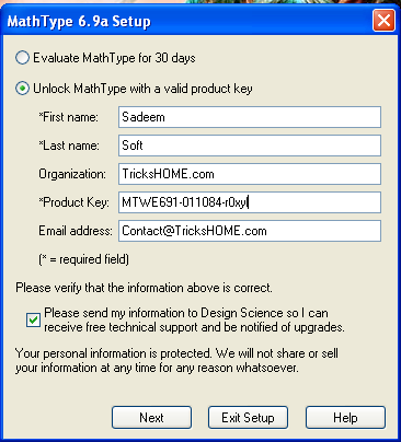 Mathtype 6.8 product key